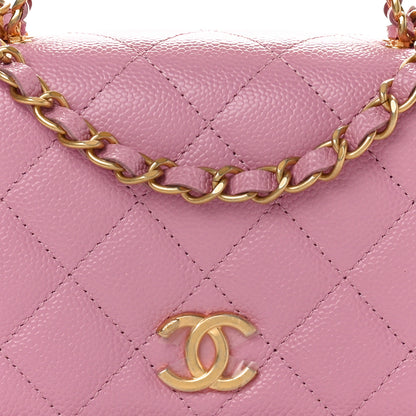 Chanel Shiny Caviar Quilted Pick Me Up Wallet On Chain WOC Pink 8 of 10