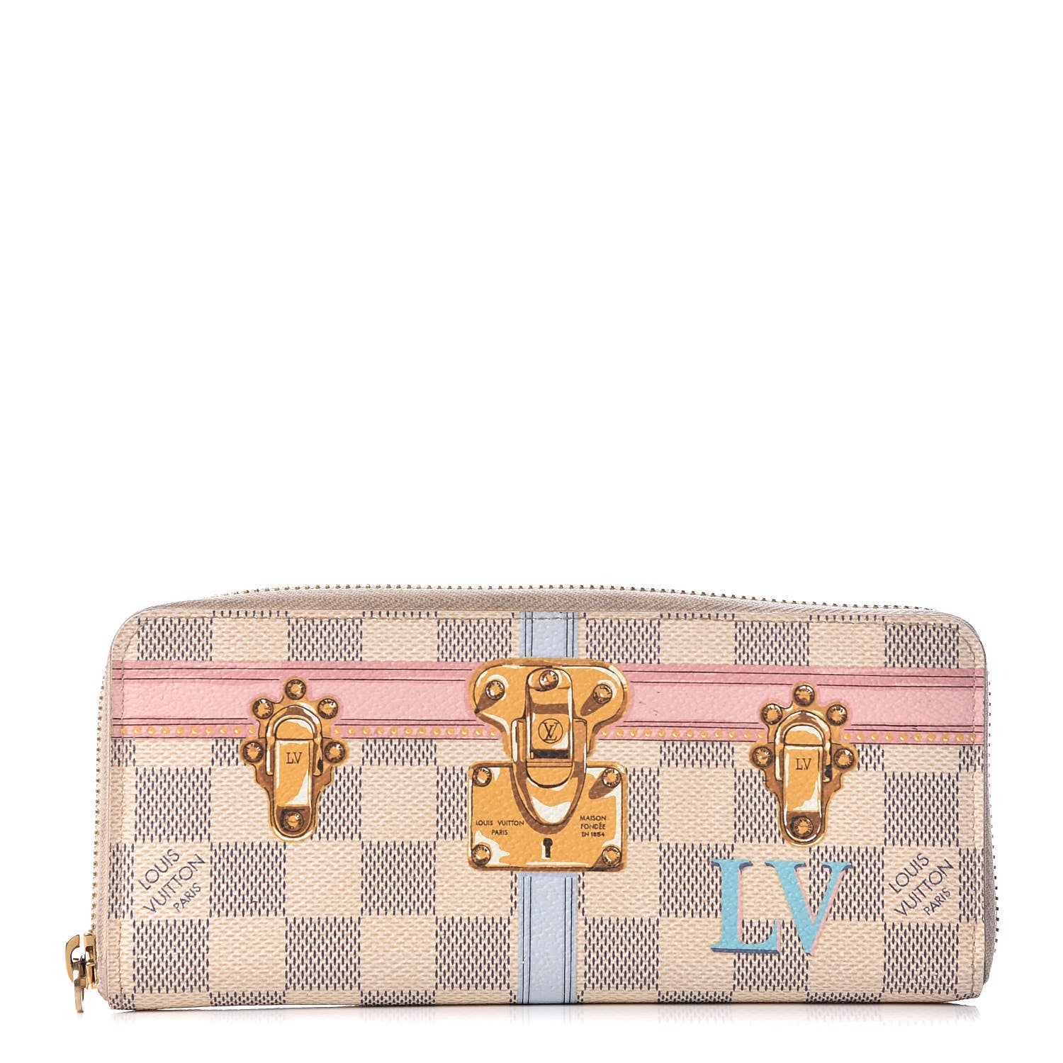 Louis Vuitton Damier Azur Summer Trunks Clemence Wallet 1 of 7