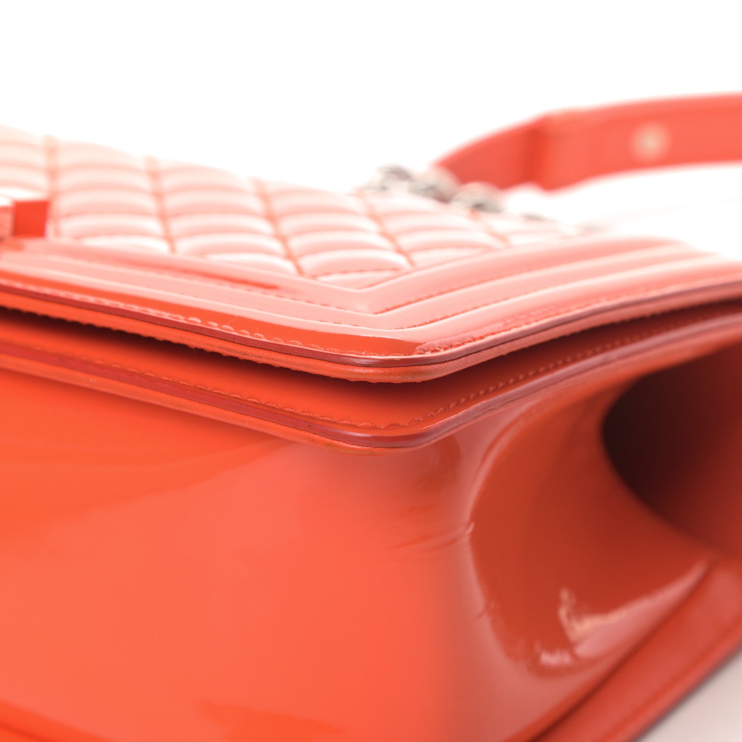 Chanel Patent Calfskin Quilted Medium Plexiglass Boy Flap Orange 10 of 13