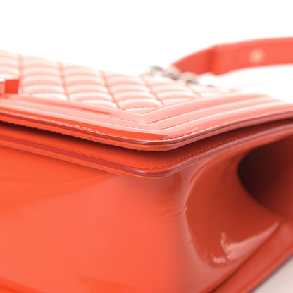 Chanel Patent Calfskin Quilted Medium Plexiglass Boy Flap Orange 10 of 13
