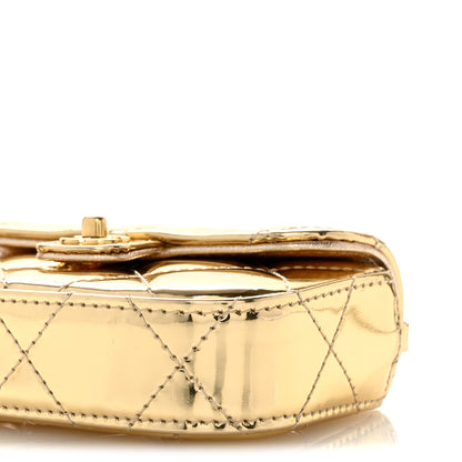 Chanel Metallic Mirror Calfskin Micro Top Handle Clutch With Chain Gold 10 of 10
