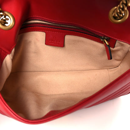Gucci Calfskin Matelasse Small GG Marmont Shoulder Bag Hibiscus Red 5 of 11