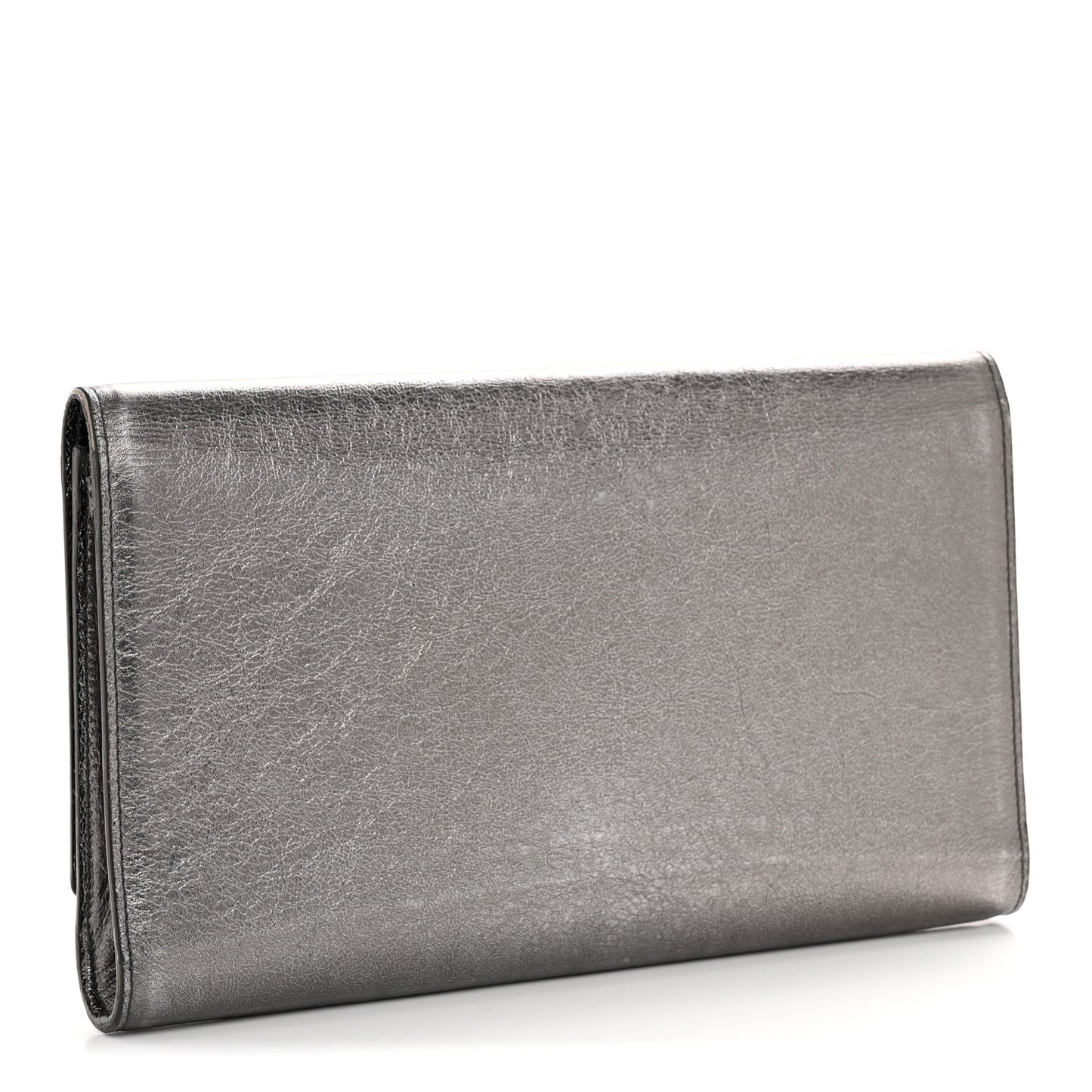 Metallic Calfskin Large Belle De Jour Clutch Dark Silver