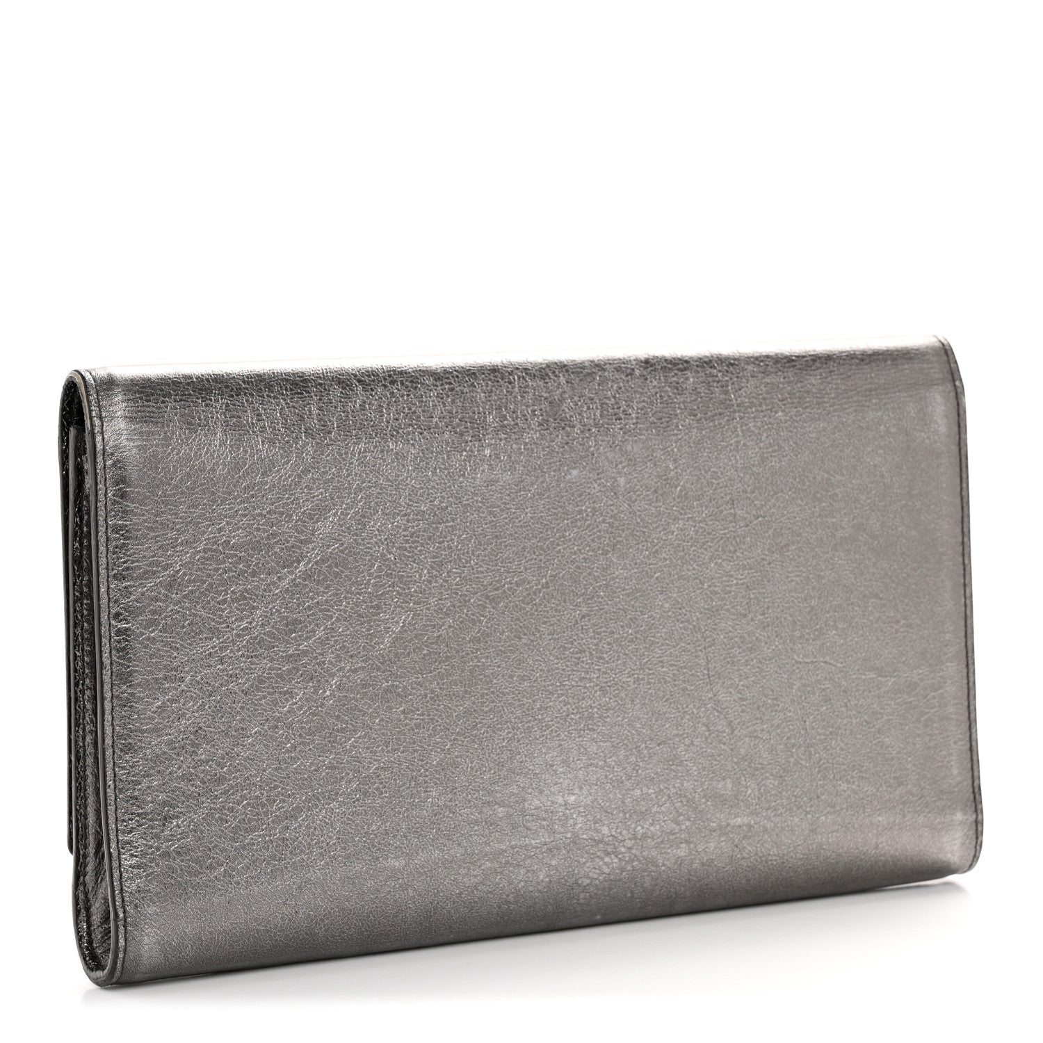 Saint Laurent Metallic Calfskin Large Belle De Jour Clutch Dark Silver 3 of 14