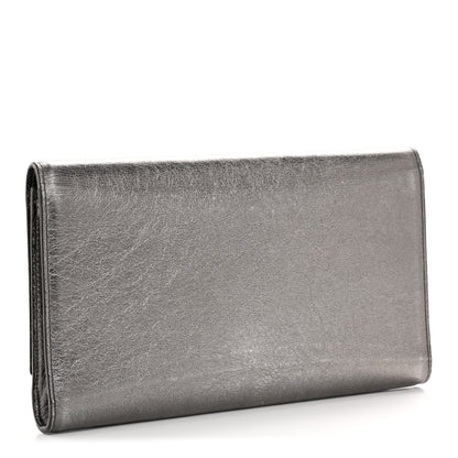 Saint Laurent Metallic Calfskin Large Belle De Jour Clutch Dark Silver 3 of 14