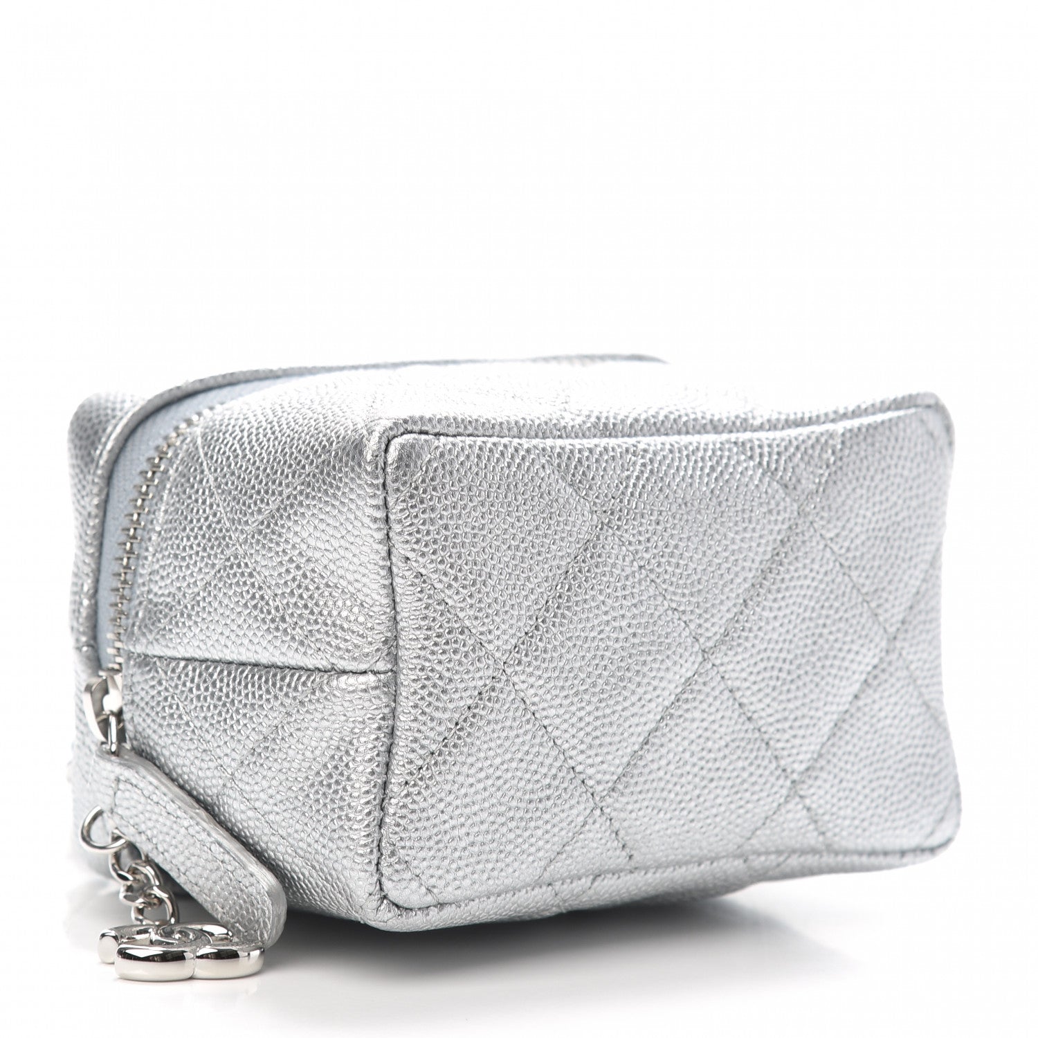 Chanel Metallic Caviar Quilted Mini Top Handle Vanity With Chain Silver 4 of 10