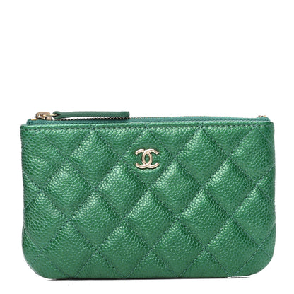 Chanel Metallic Caviar Quilted Small Cosmetic Case Green 1 of 8