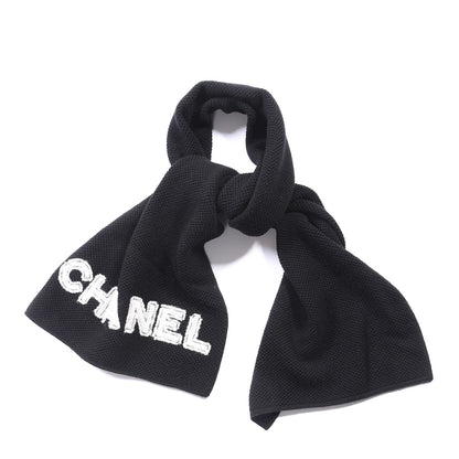 Chanel Cashmere CC Scarf Black White 1 of 3