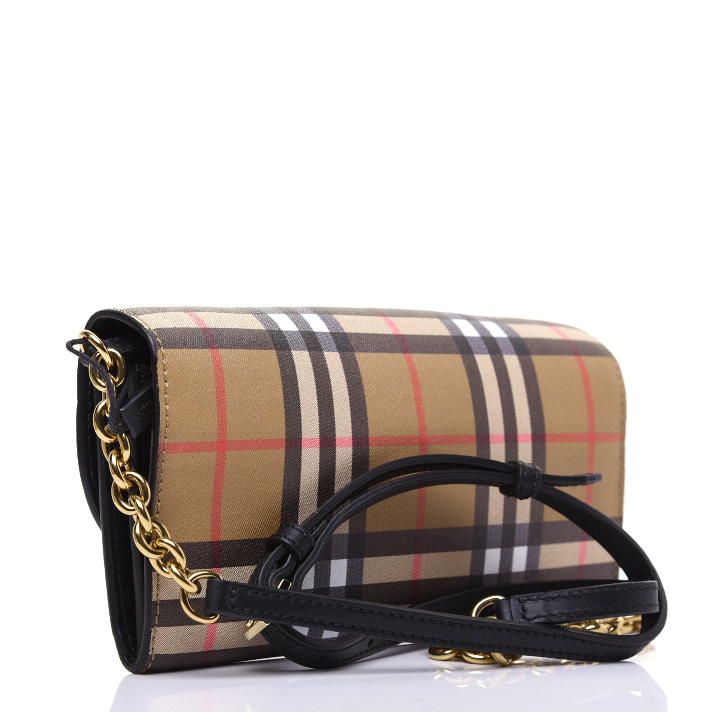 Vintage Check Henley Wallet On Chain Black