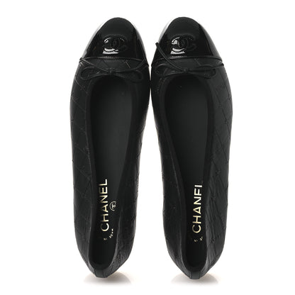 Chanel Printed Lambskin Patent Cap Toe Ballerina Flats 42 Black 2 of 11