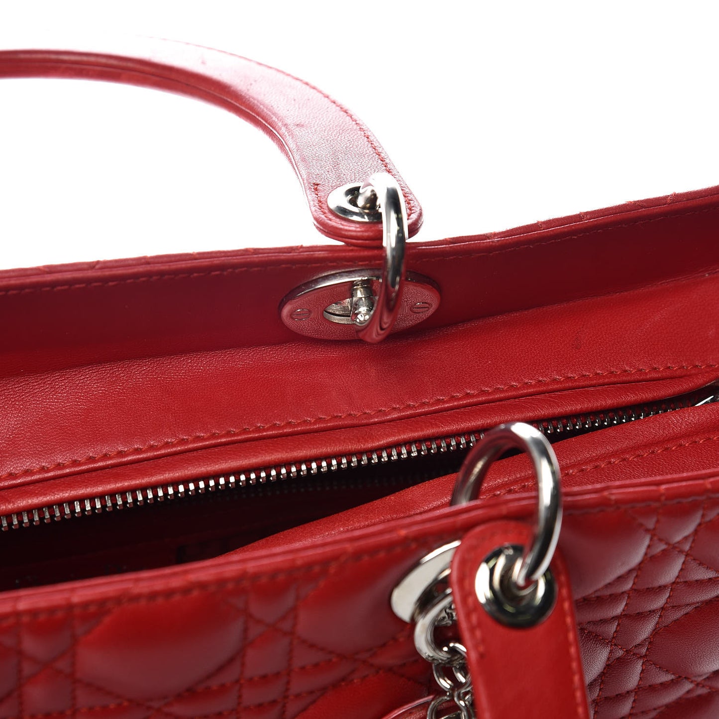 Lambskin Cannage Large Lady Dior Red