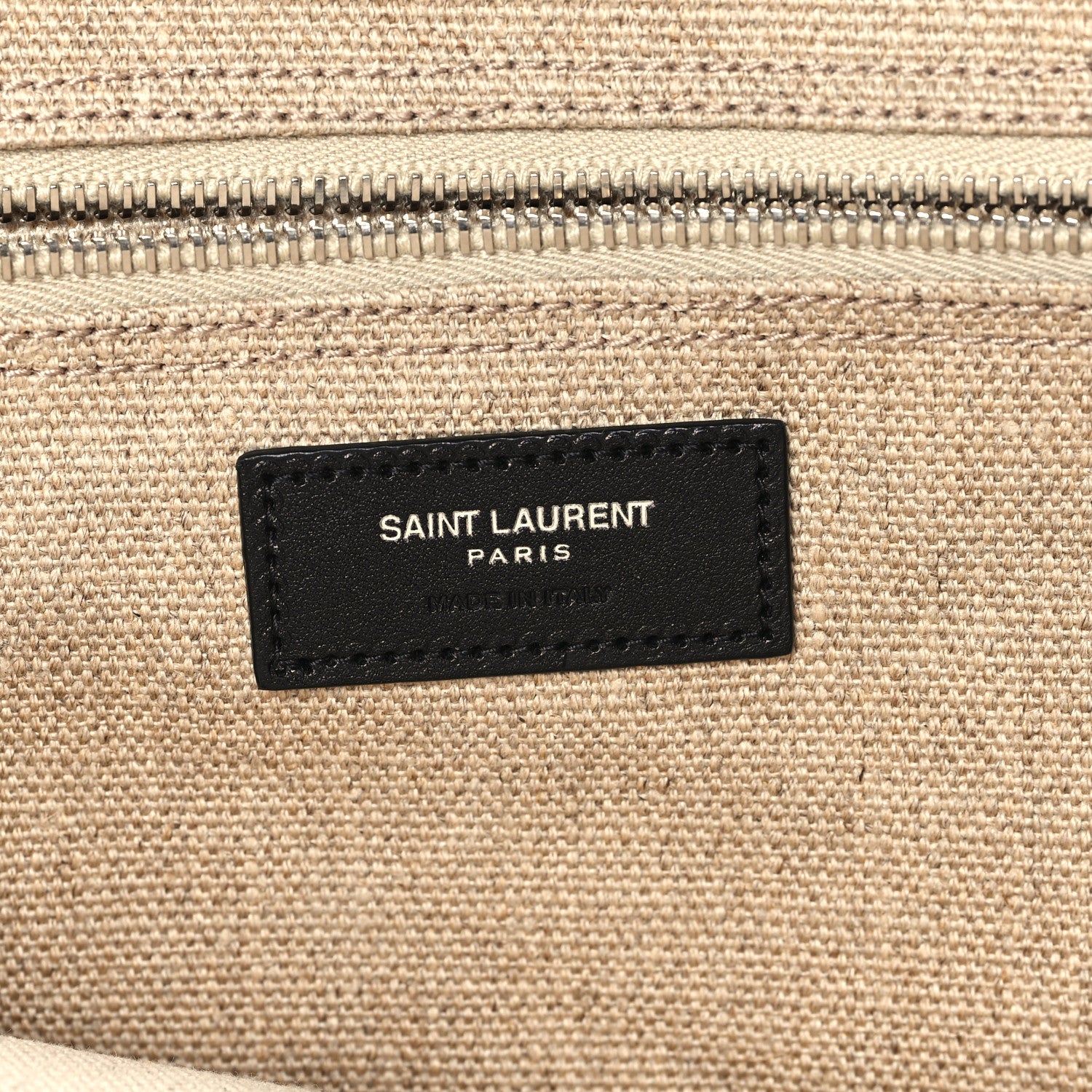 Saint Laurent Linen Calfskin Small Rive Gauche Tote Greggio Natural 6 of 13
