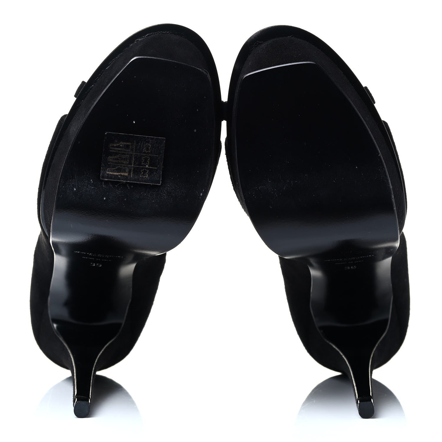 Saint Laurent Kid Scamosciato Tribute 105 Lace Up Platform Sandals 39 Black 4 of 5