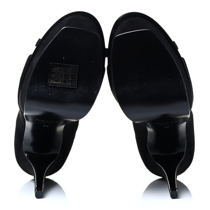 Saint Laurent Kid Scamosciato Tribute 105 Lace Up Platform Sandals 39 Black 4 of 5