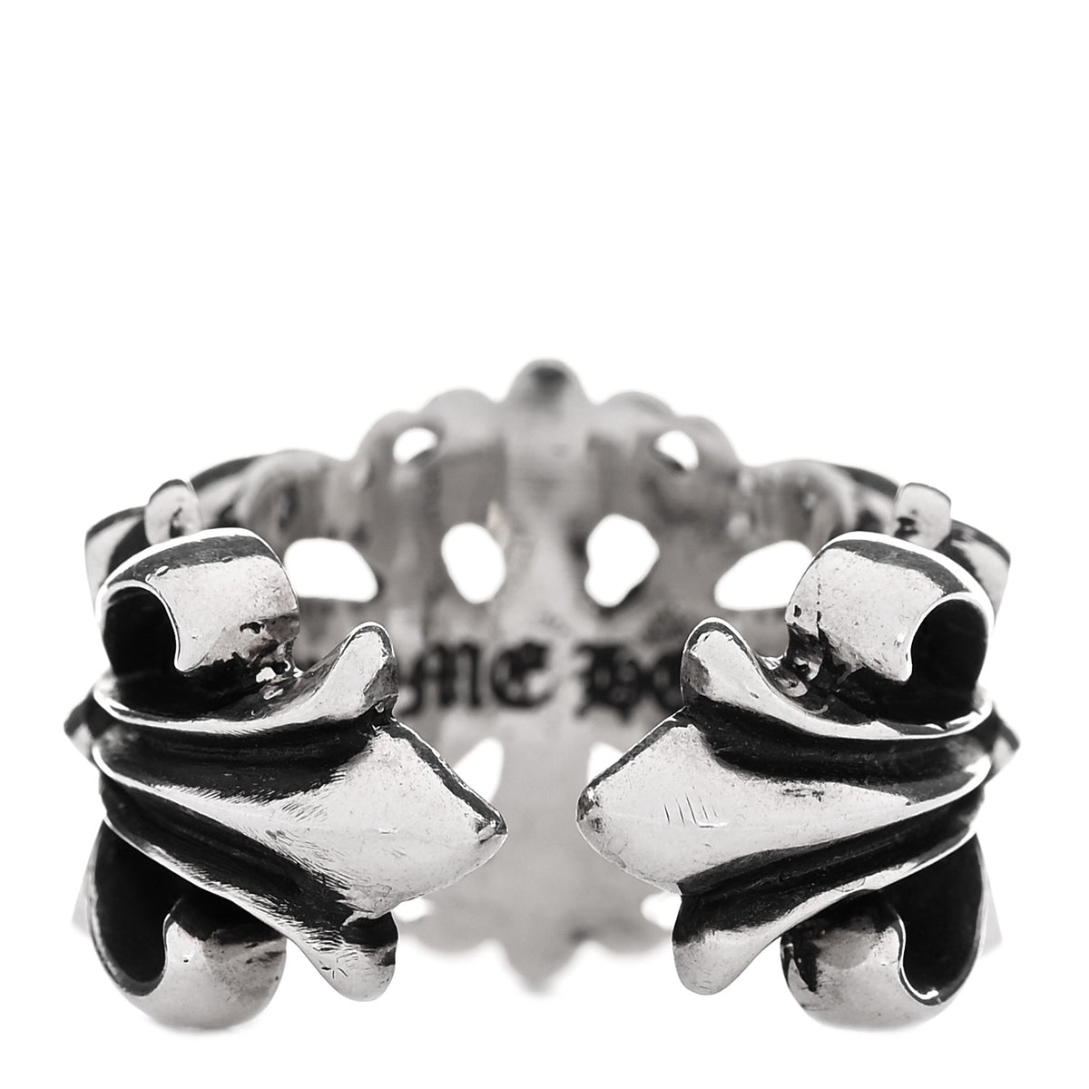 Sterling Silver Double Floral Cross Ring 60 9