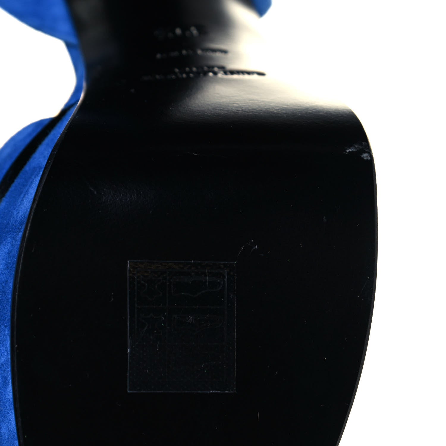 Saint Laurent Kid Scamosciato Tribute 105 Open Toe Platform Sandals 39.5 Bleu Majorelle 7 of 8