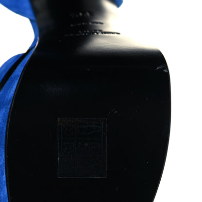 Saint Laurent Kid Scamosciato Tribute 105 Open Toe Platform Sandals 39.5 Bleu Majorelle 7 of 8