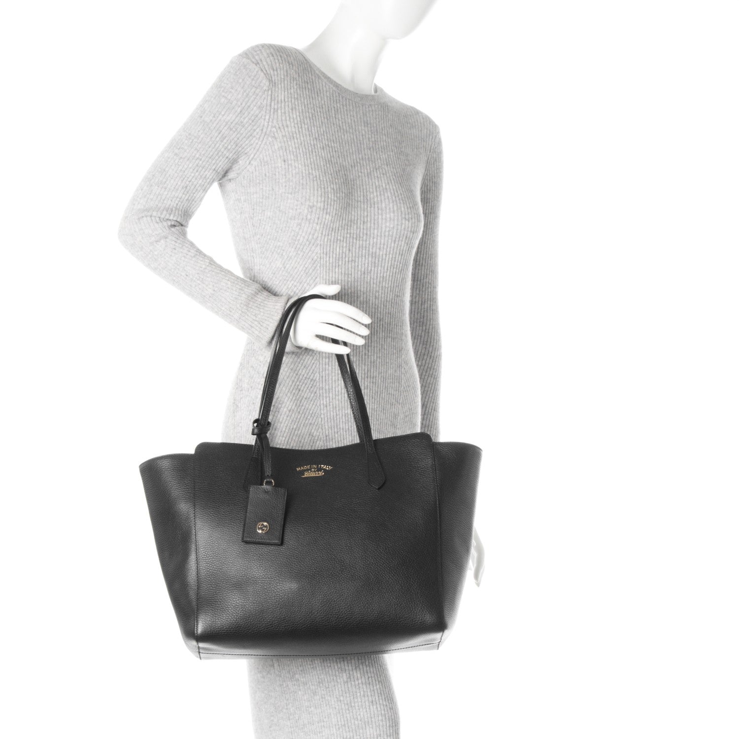 Gucci Pebbled Calfskin Medium Swing Tote Black 2 of 6