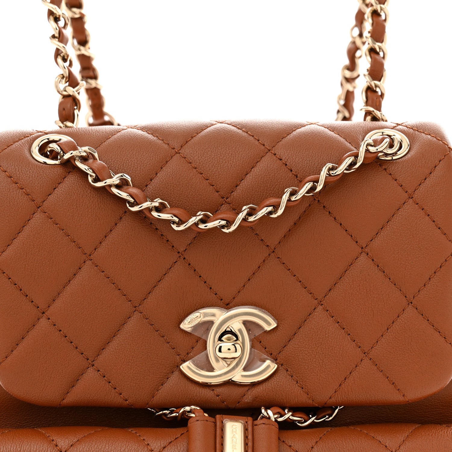 Chanel Calfskin Quilted Medium Duma Pockets Drawstring Backpack Light Brown 8 of 10
