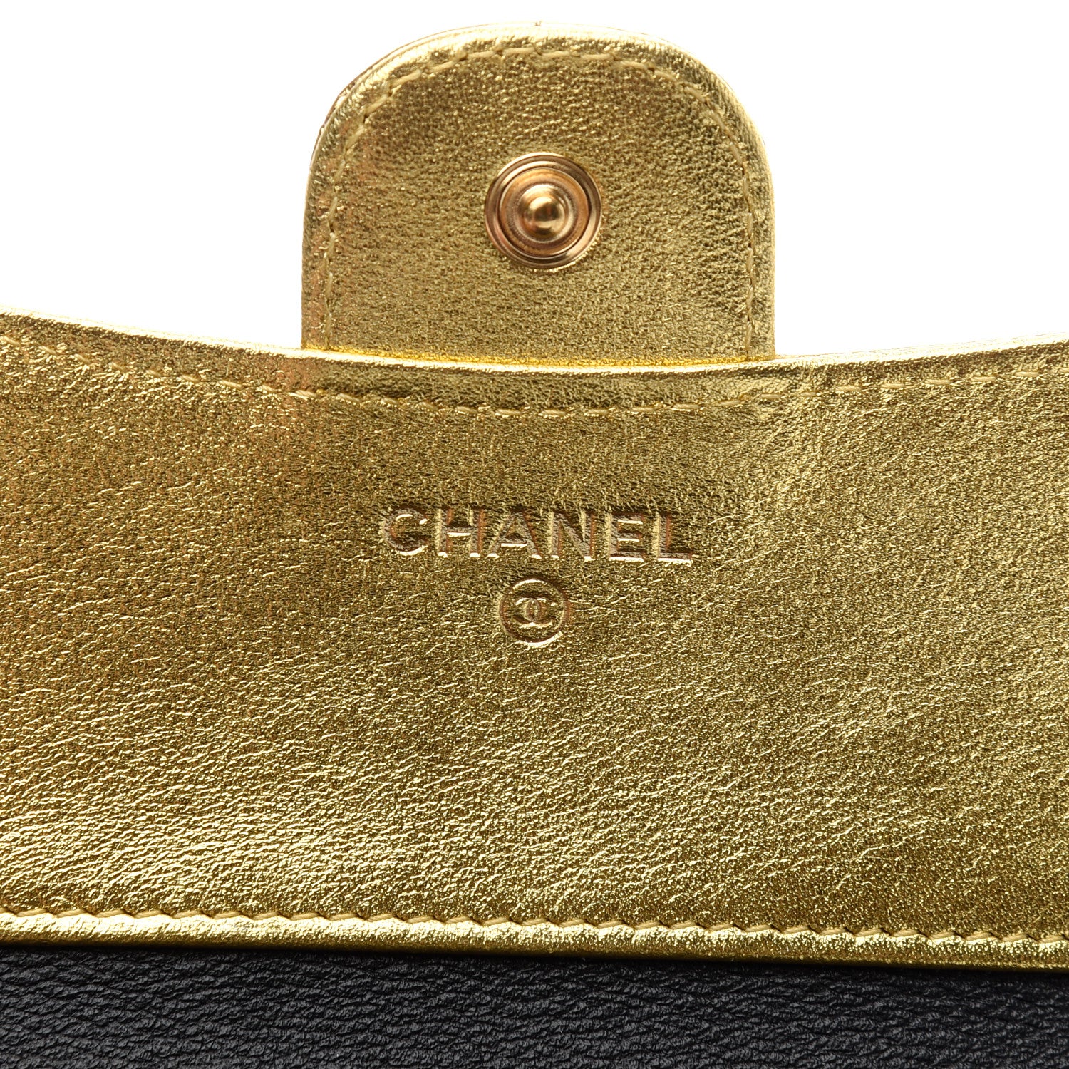 Chanel Metallic Calfskin Crocodile Embossed Cocodile Compact Flap Wallet Gold 6 of 8