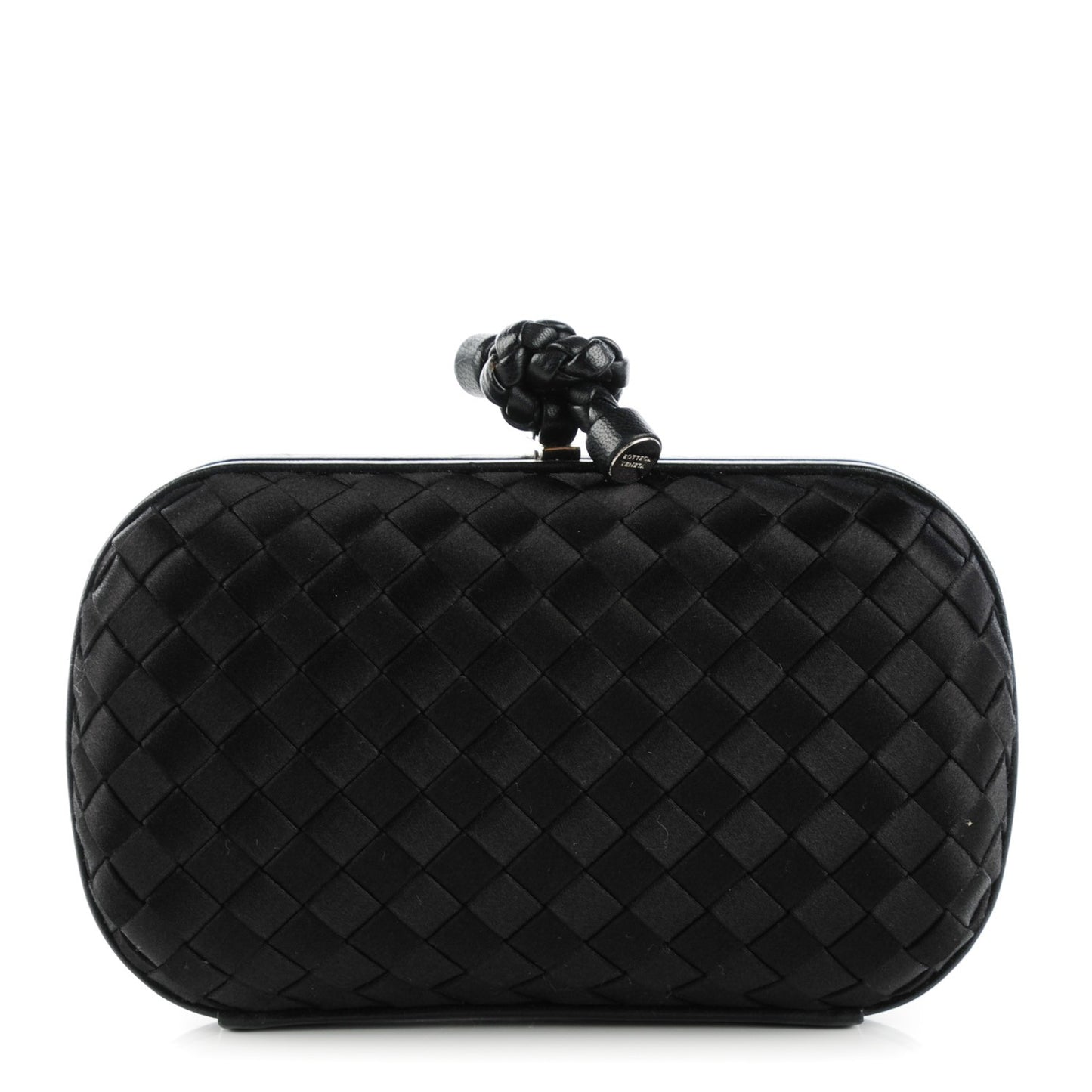 Satin Intreccio Impero Knot Clutch Black