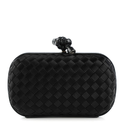 Bottega Veneta Satin Intreccio Impero Knot Clutch Black 1 of 6