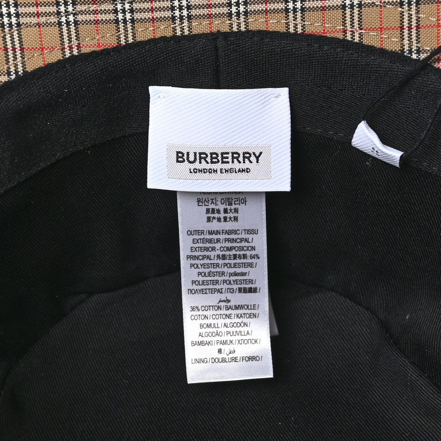 Burberry Technical Cotton Micro Check Bucket Hat M 7 of 7