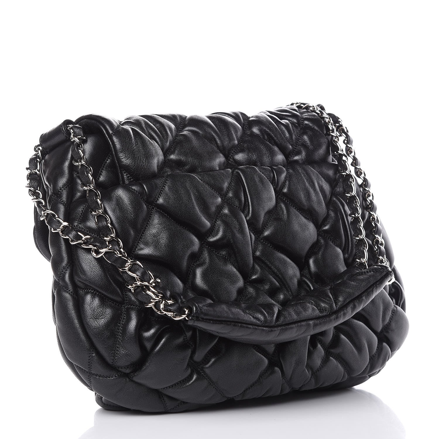 Chanel Lambskin Bubble Quilt Flap Bag Black 3 of 10