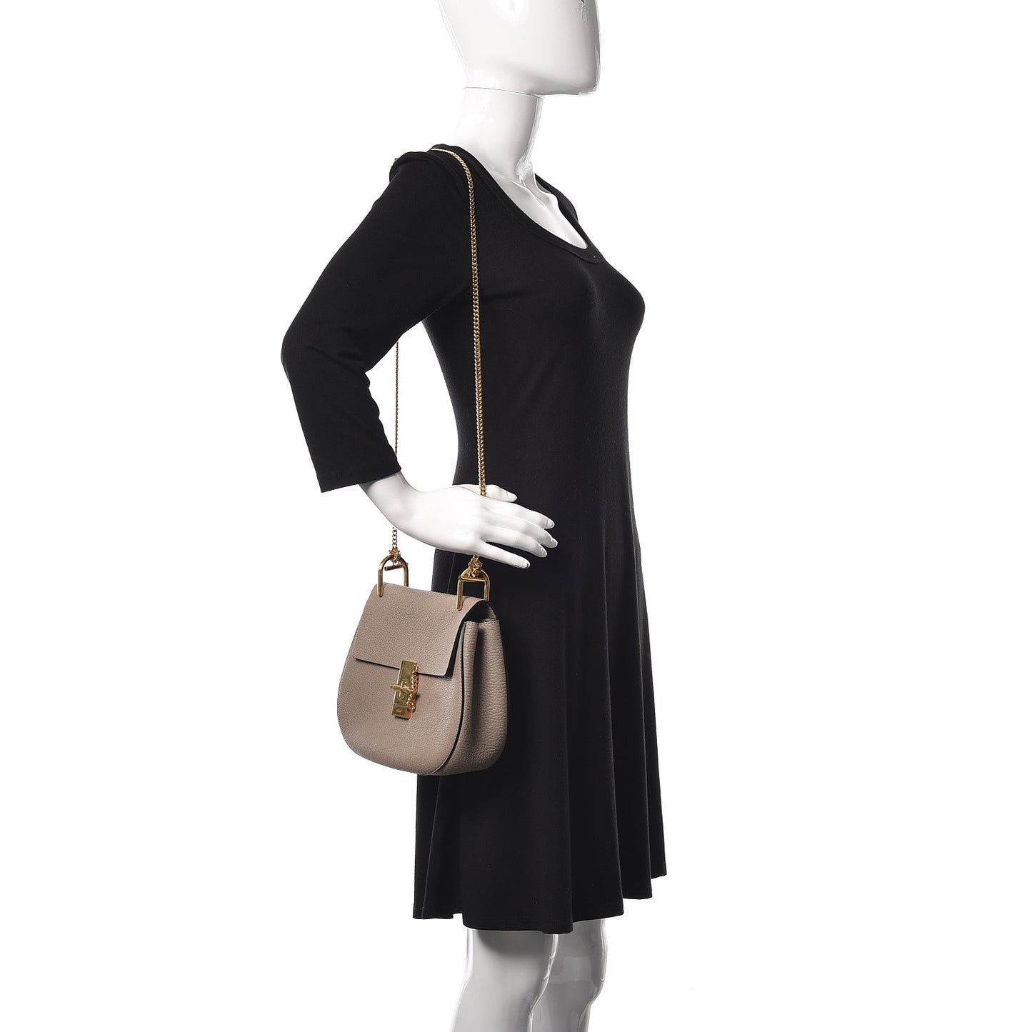 Grained Lambskin Drew Shoulder Bag Motty Grey