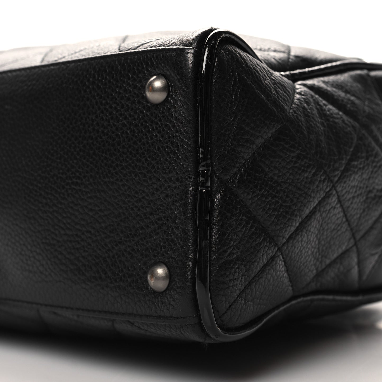 Caviar Patent Quilted Bowler Black