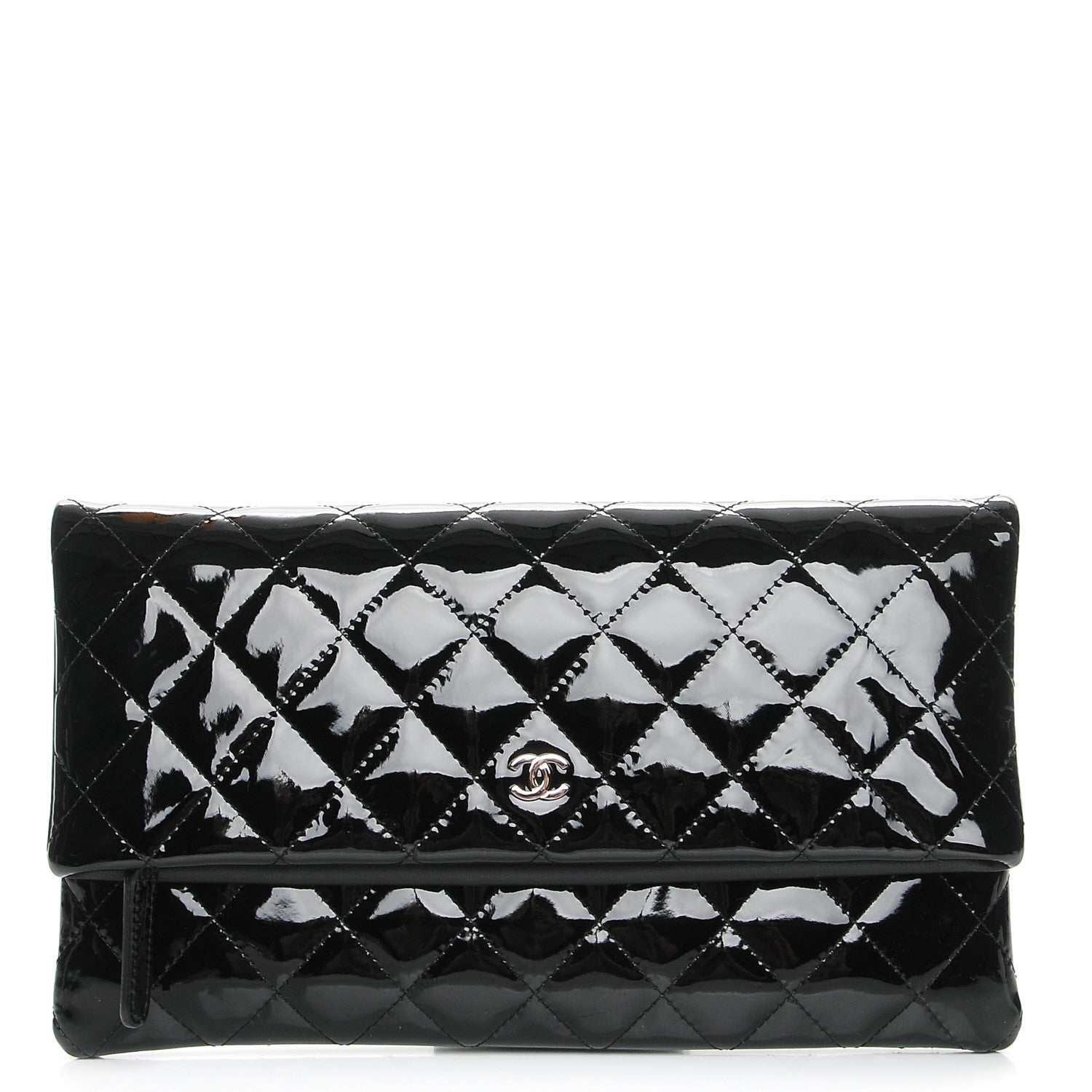 Chanel Patent Calfskin Quilted Beauty CC Clutch Black 1 of 9