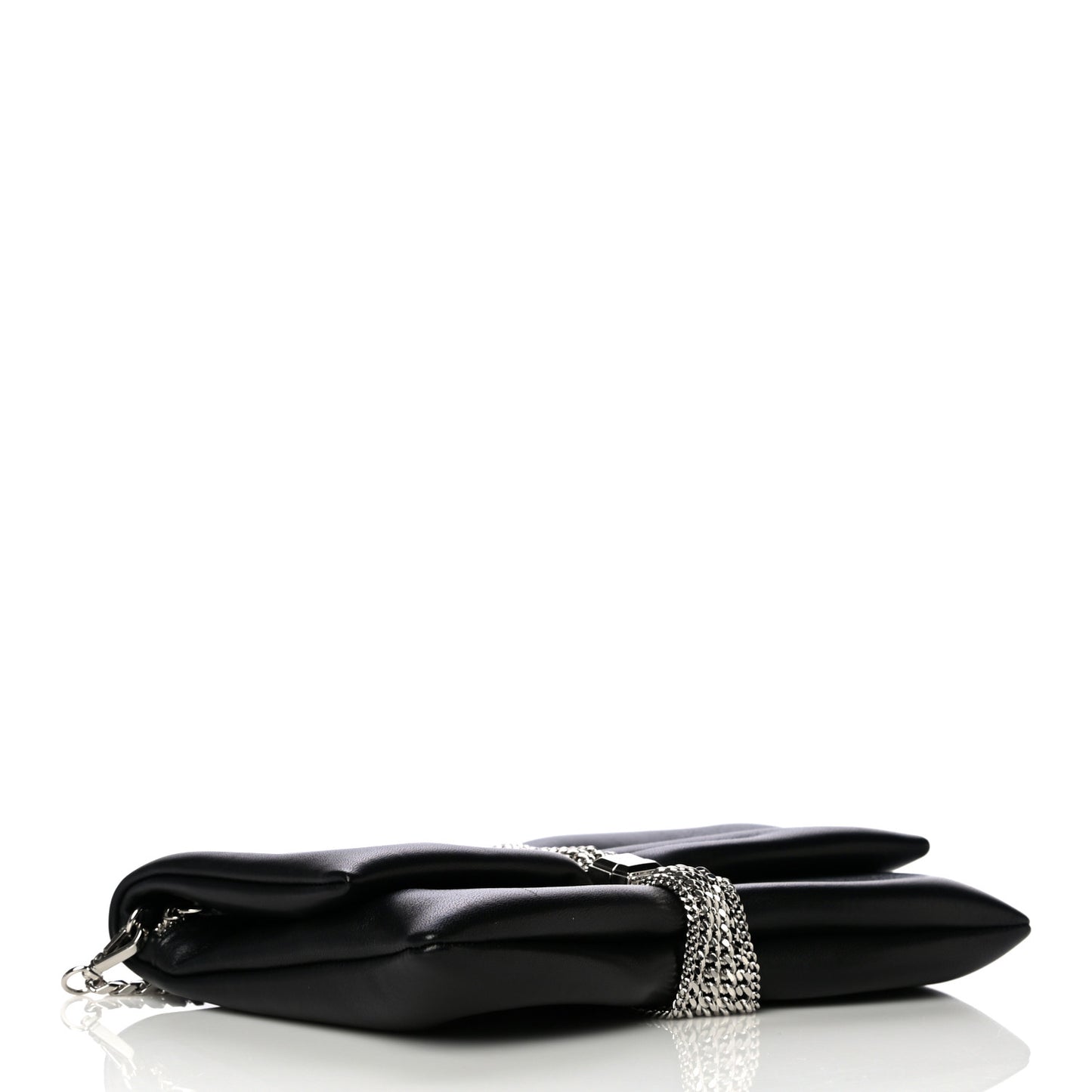 Lambskin Daisy Foldover Clutch Black