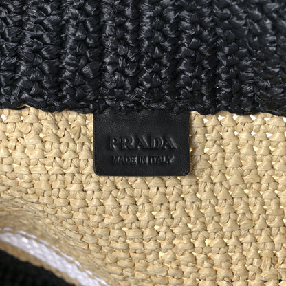 Prada Raffia Logo Tote Naurale Black 6 of 12
