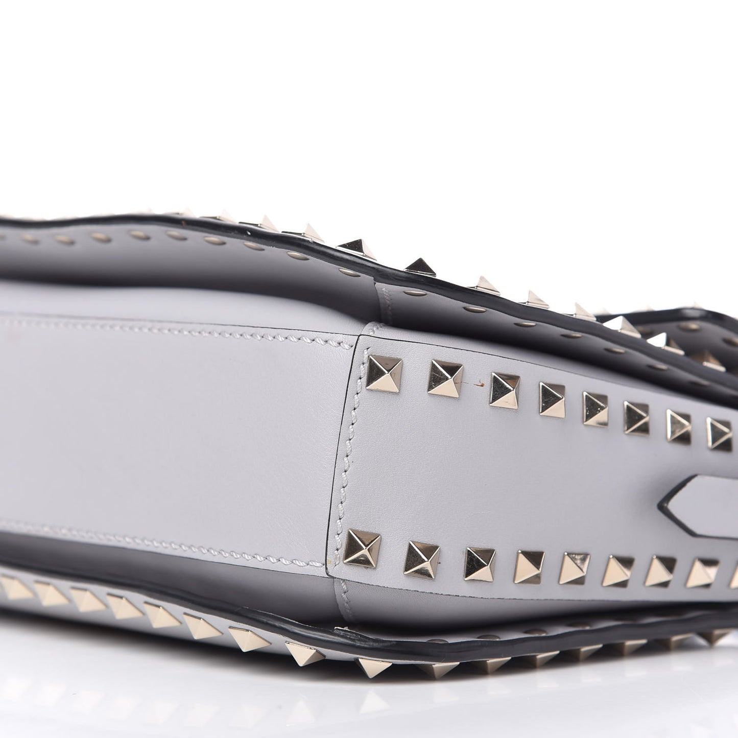 Vitello Medium Rockstud Flap Saddle Bag Pastel Grey