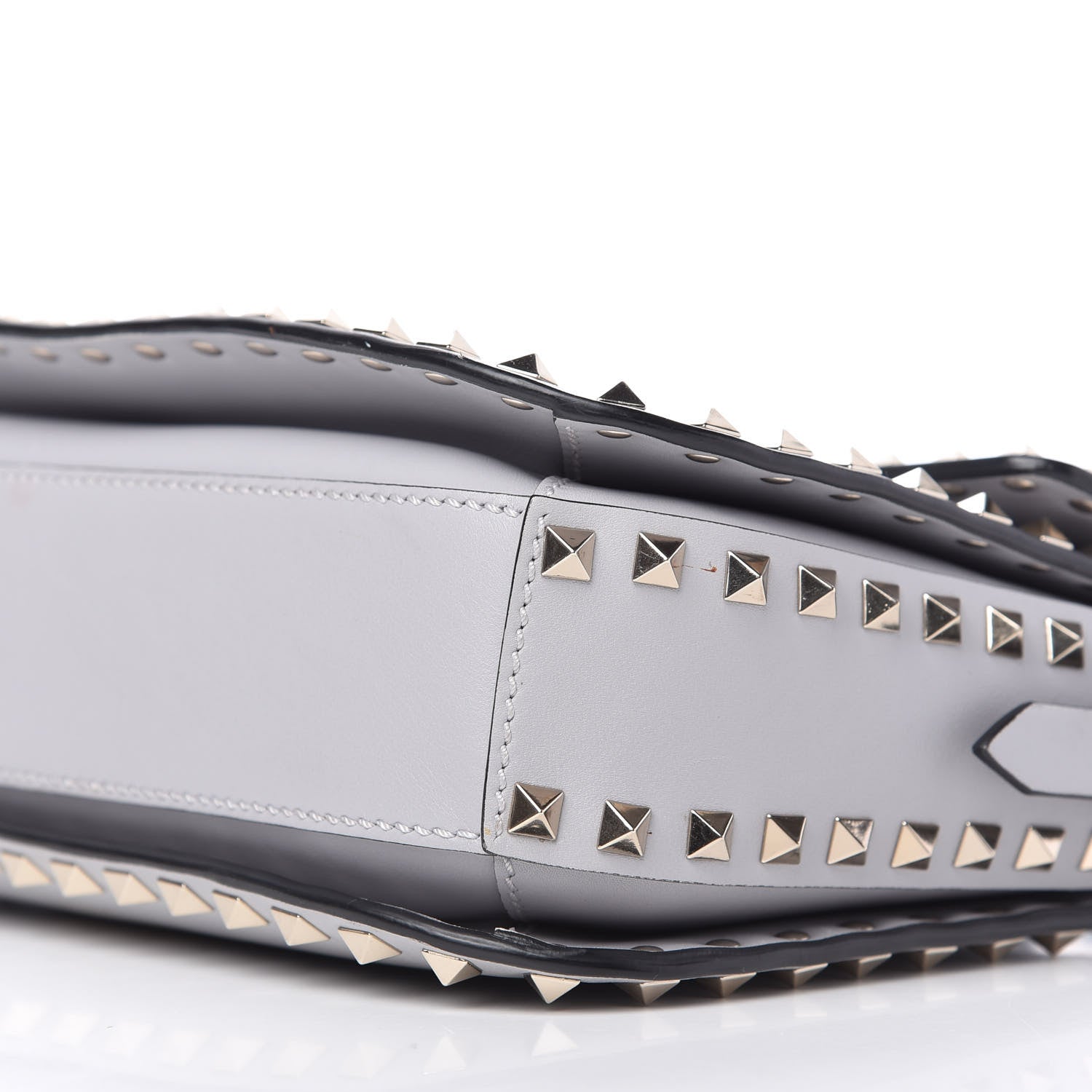 Valentino Garavani Vitello Medium Rockstud Flap Saddle Bag Pastel Grey 7 of 9