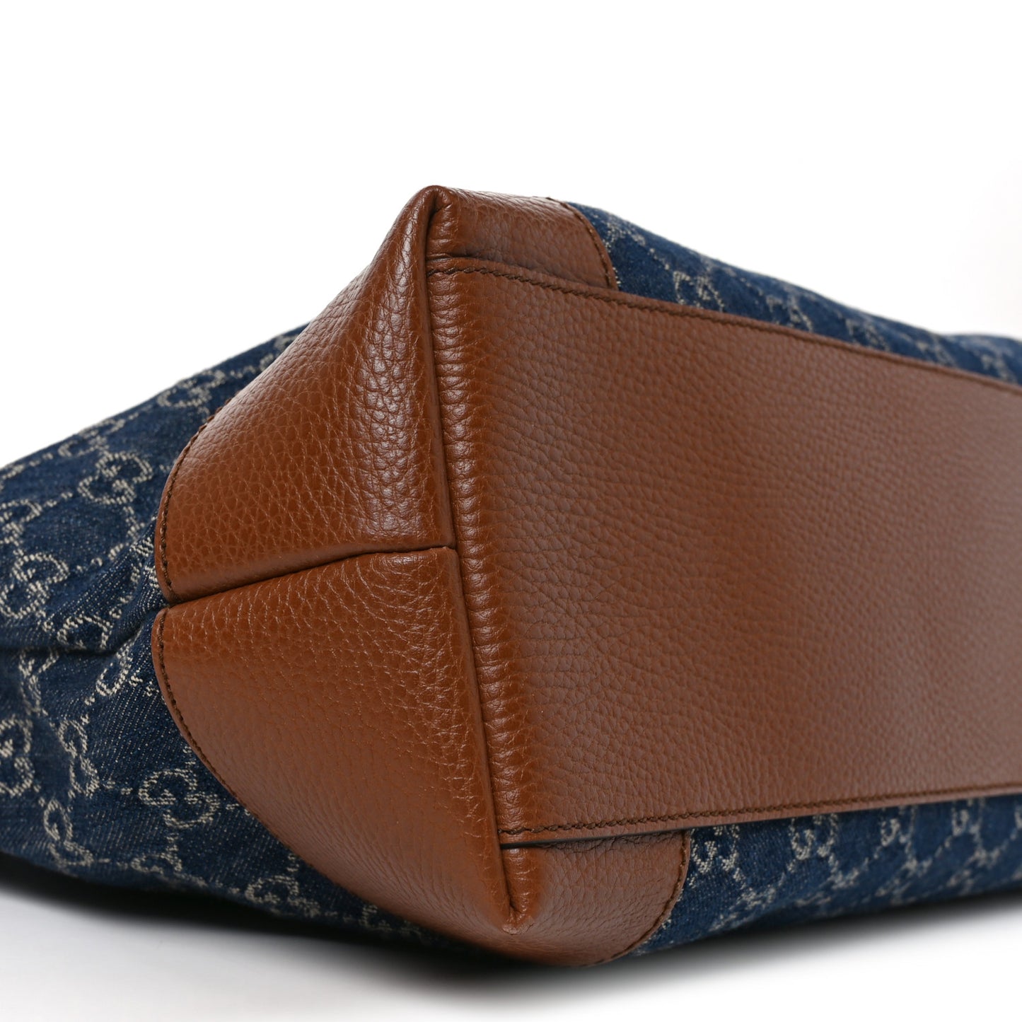 New Denim GG Monogram Medium Ophidia Shopping Tote Blue Tea Cuir