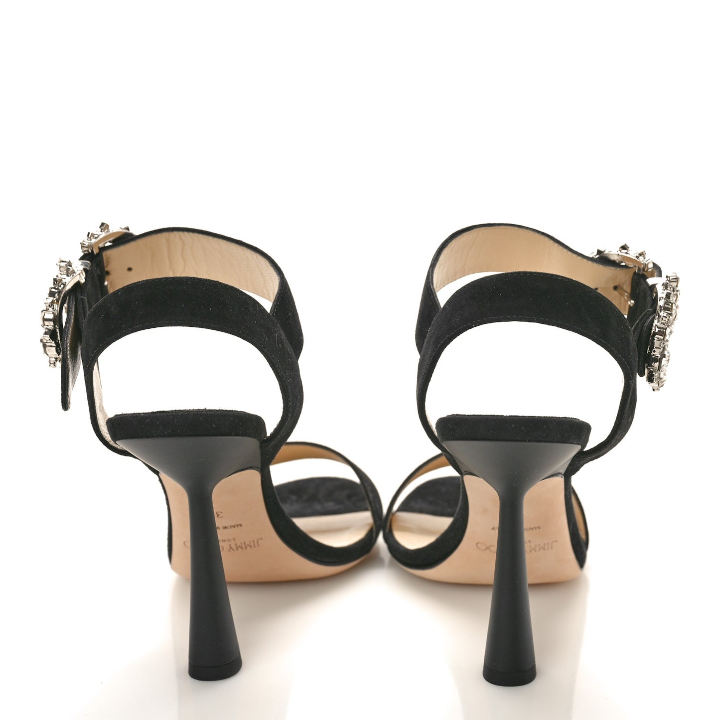 Suede Crystal Sereno 100 Sandals 39 Black