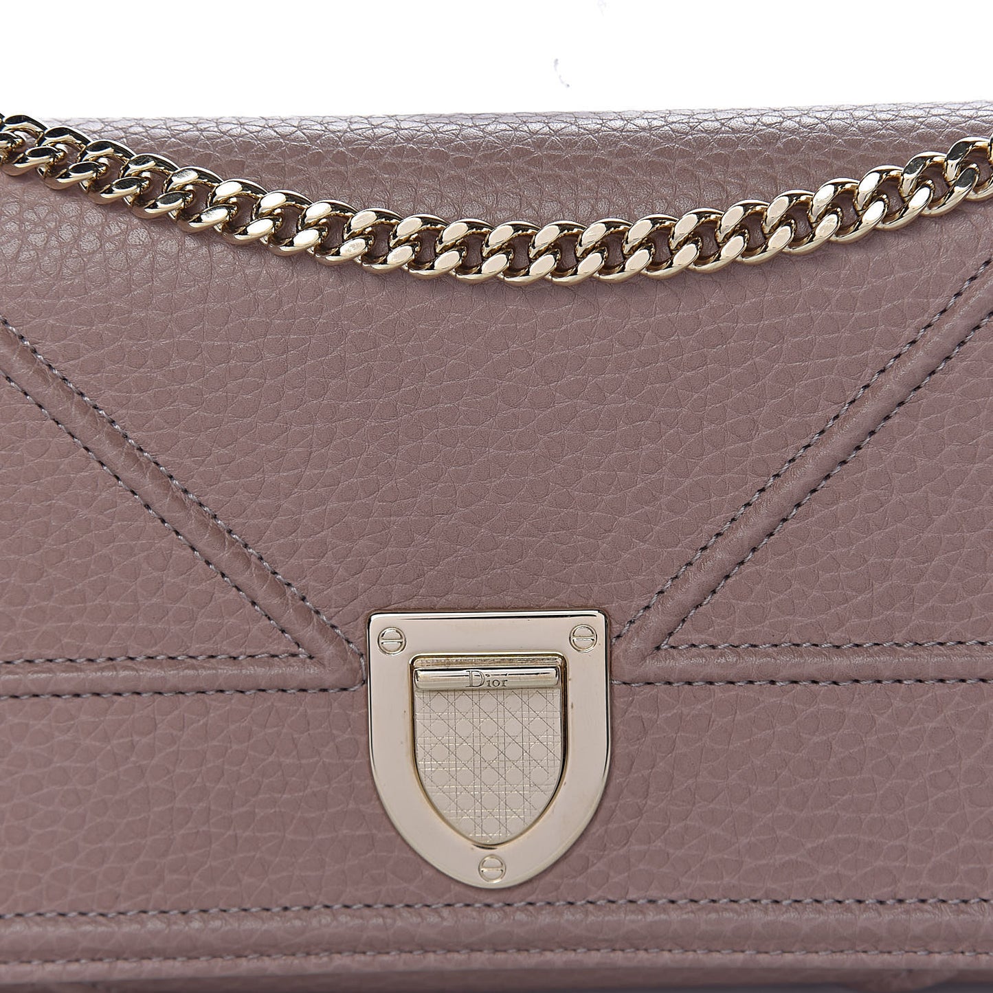 Grained Calfskin Diorama Croisiere Chain Wallet Taupe