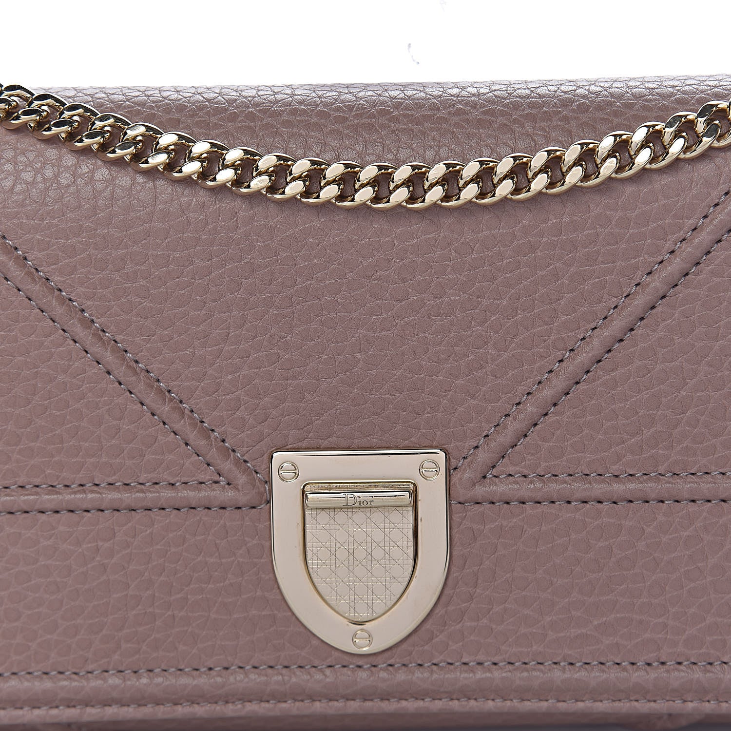 Christian Dior Grained Calfskin Diorama Croisiere Chain Wallet Taupe 10 of 11