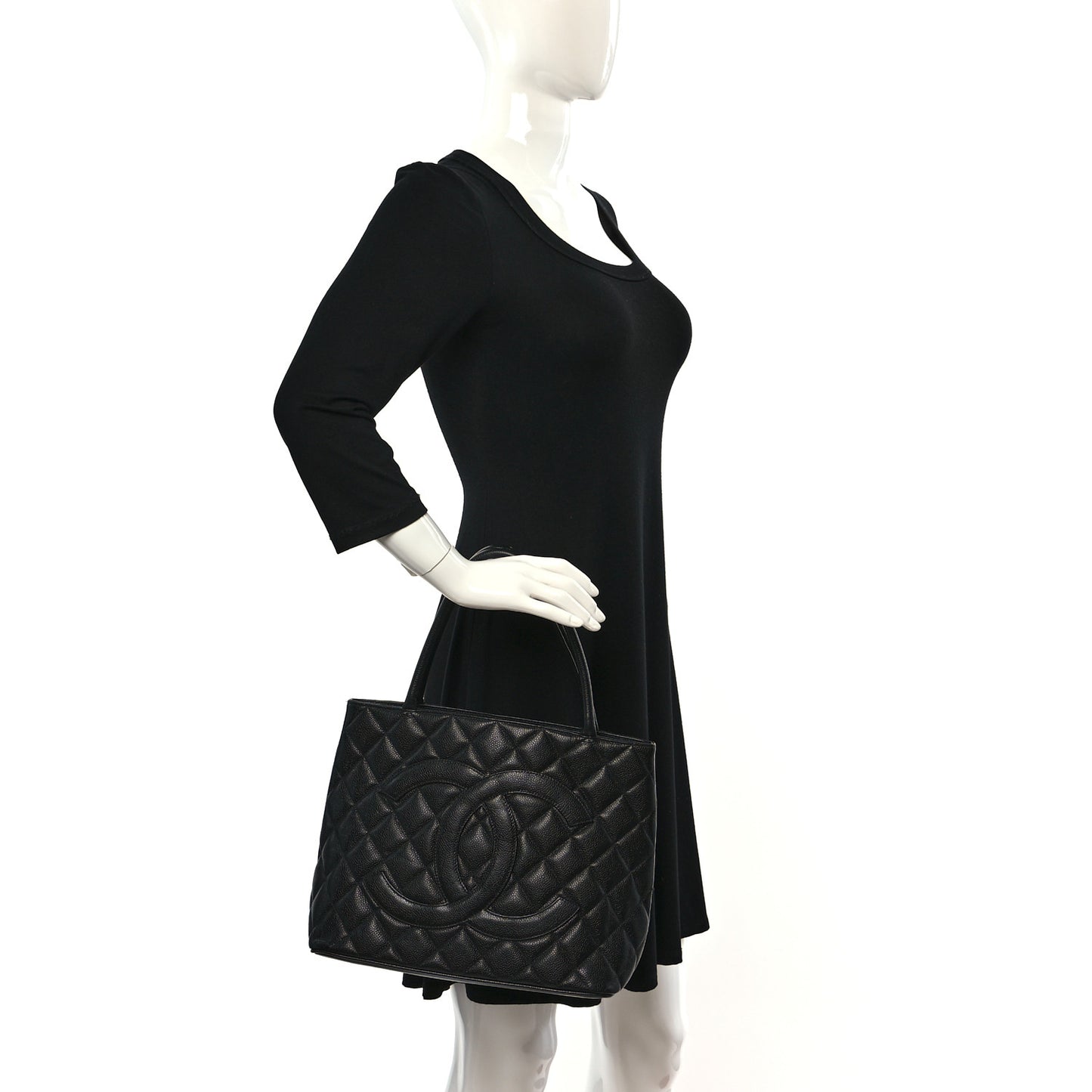 Caviar Quilted Medallion Tote Black