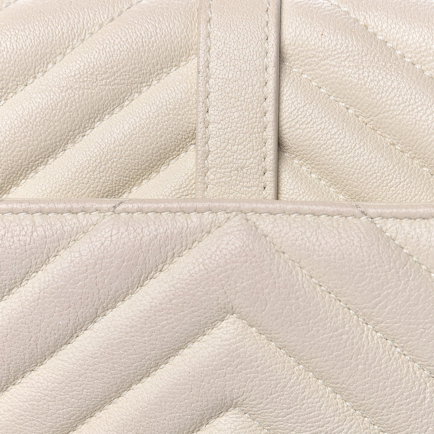 Sheepskin Matelasse Chevron Monogram Medium College Bag Dove White