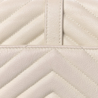 Saint Laurent Sheepskin Matelasse Chevron Monogram Medium College Bag Dove White 13 of 17