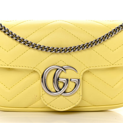 Gucci Calfskin Matelasse Super Mini GG Marmont Shoulder Bag Banana 8 of 18