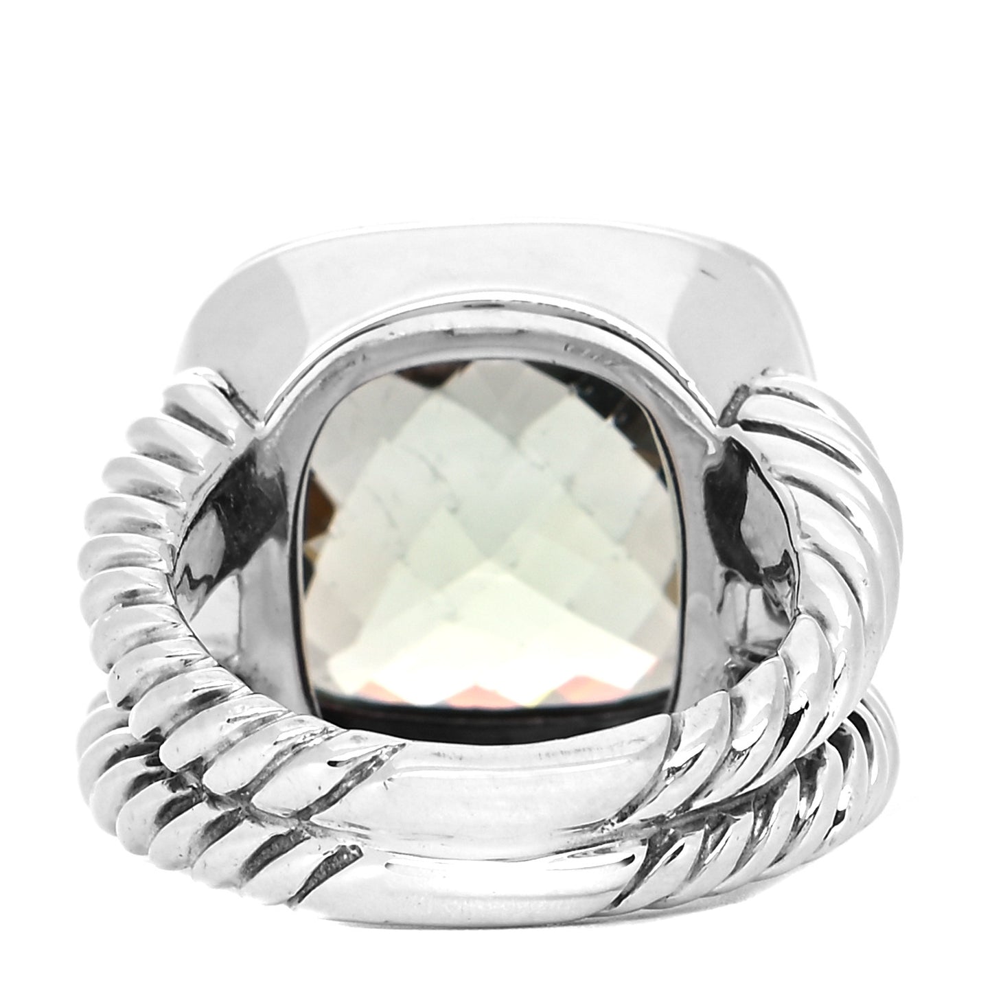 Sterling Silver Diamond Prasiolite 14mm Albion Ring 54 6.75