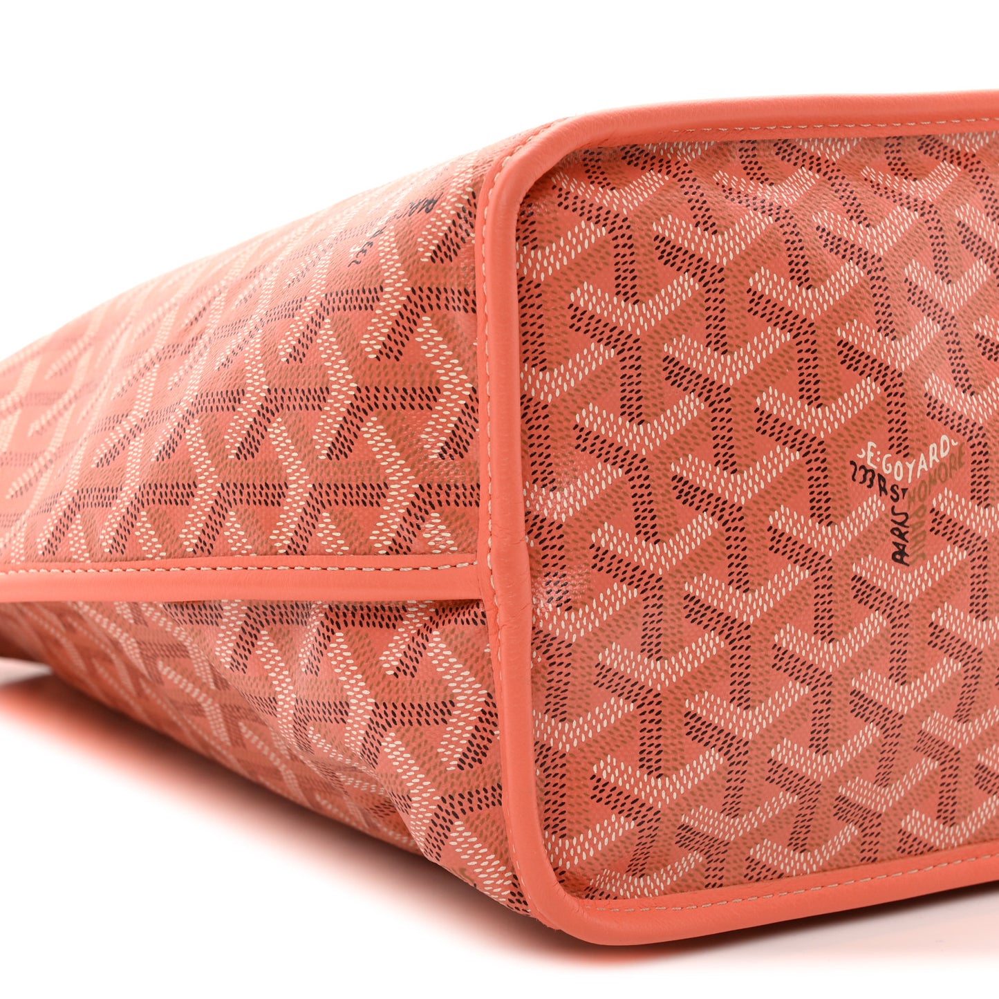 Goyardine Embroidered Seahorse Reversible Anjou PM Coral
