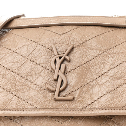 Saint Laurent Crinkled Calfskin Matelasse Monogram Medium Niki Chain Satchel Light Taupe 8 of 10