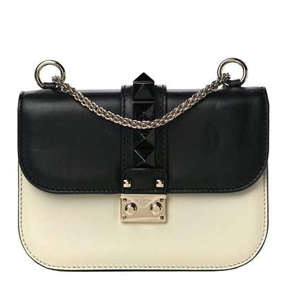 Valentino Garavani Vitello Small Glam Lock Rockstud Flap Black Light Ivory 1 of 17