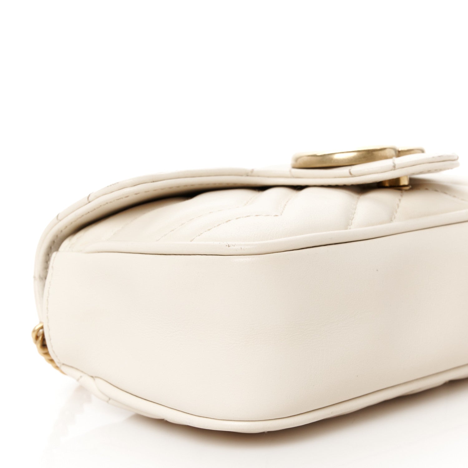 Gucci Calfskin Matelasse Super Mini GG Marmont Shoulder Bag White 9 of 12