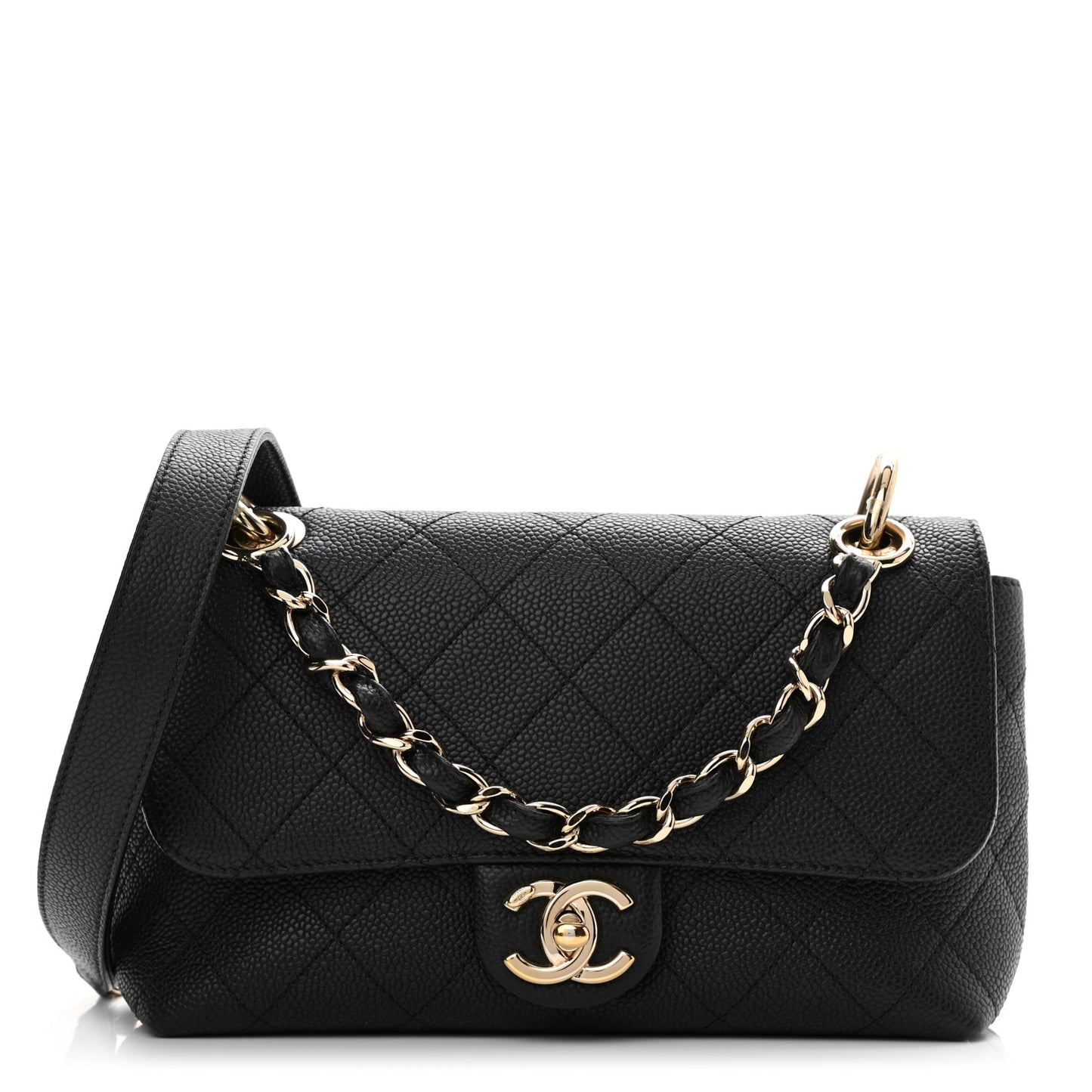 Caviar Quilted Small City Walk Flap Black