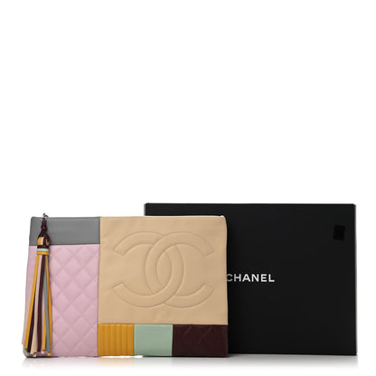 Chanel Lambskin Patchwork Medium Cosmetic Case Multicolor Burgundy 8 of 8